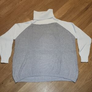 Old Navy Two-Tone Gray and White Turtleneck Sweater